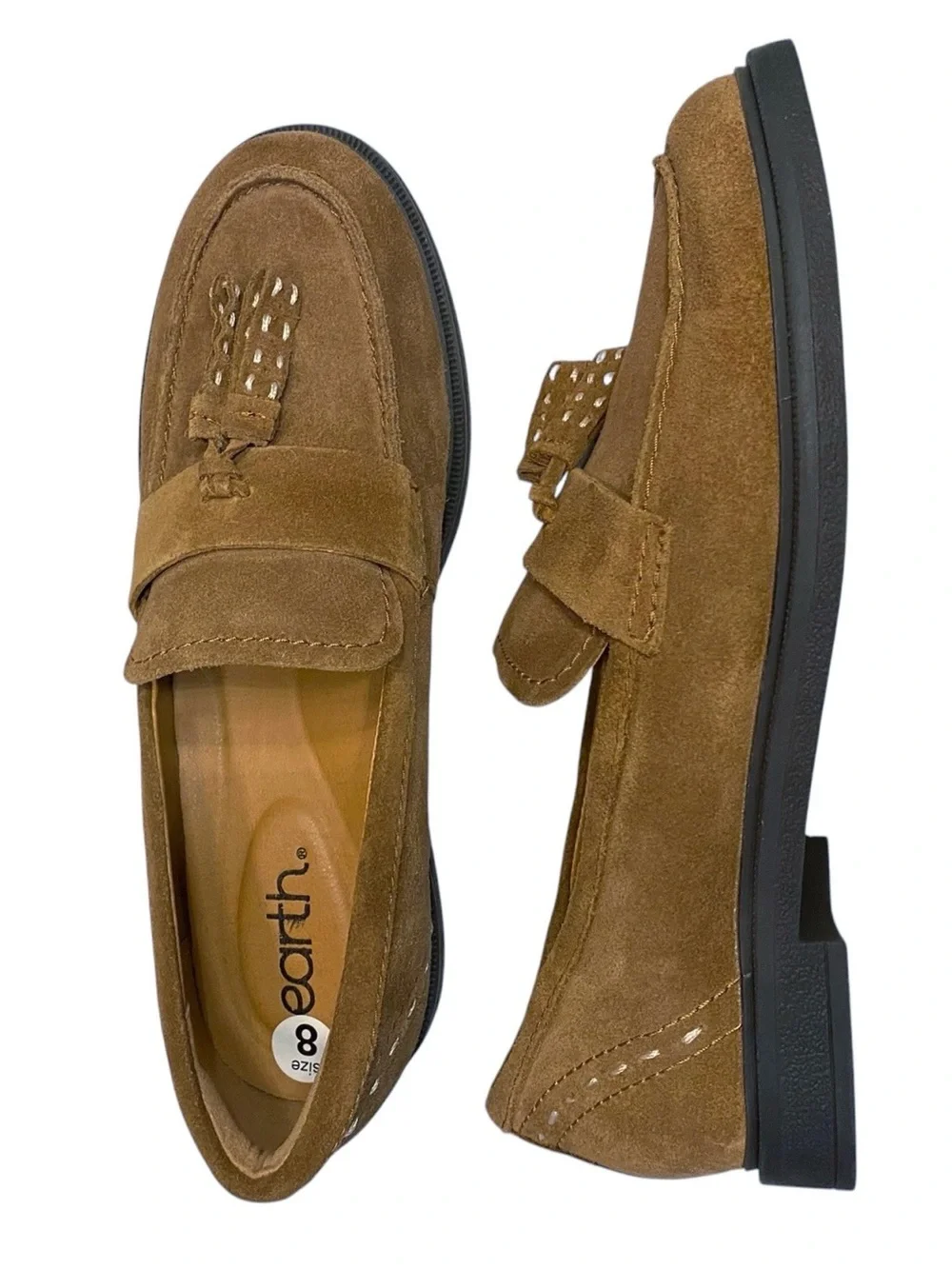 Earth Deeana Suede Leather Brown Loafer New Size 8